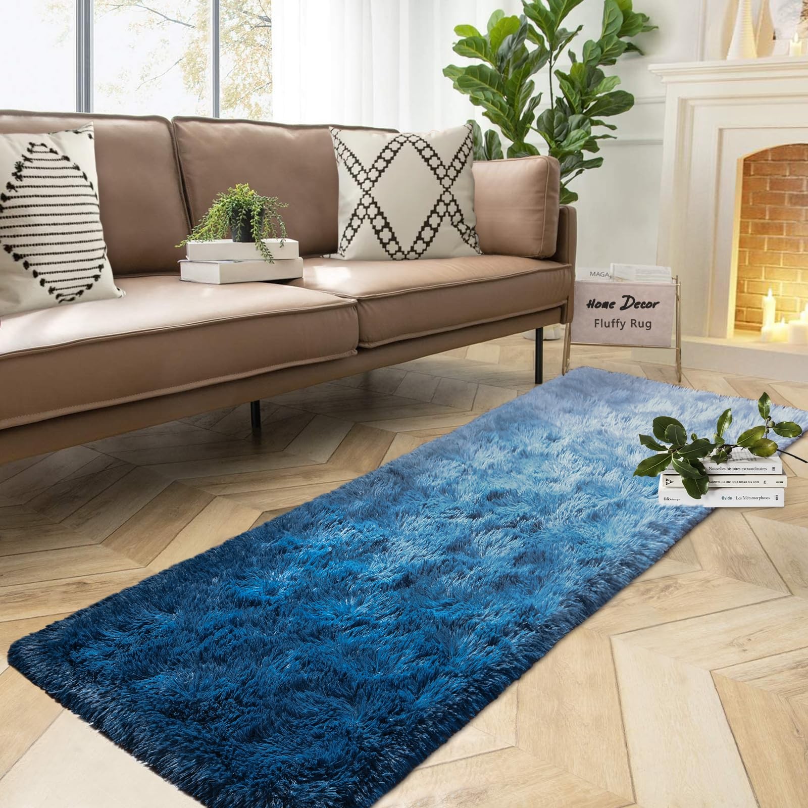 Luxury Shaggy Runner Rugs for Bedroom, 2×6 Feet Fluffy Runners Carpet for Gir…