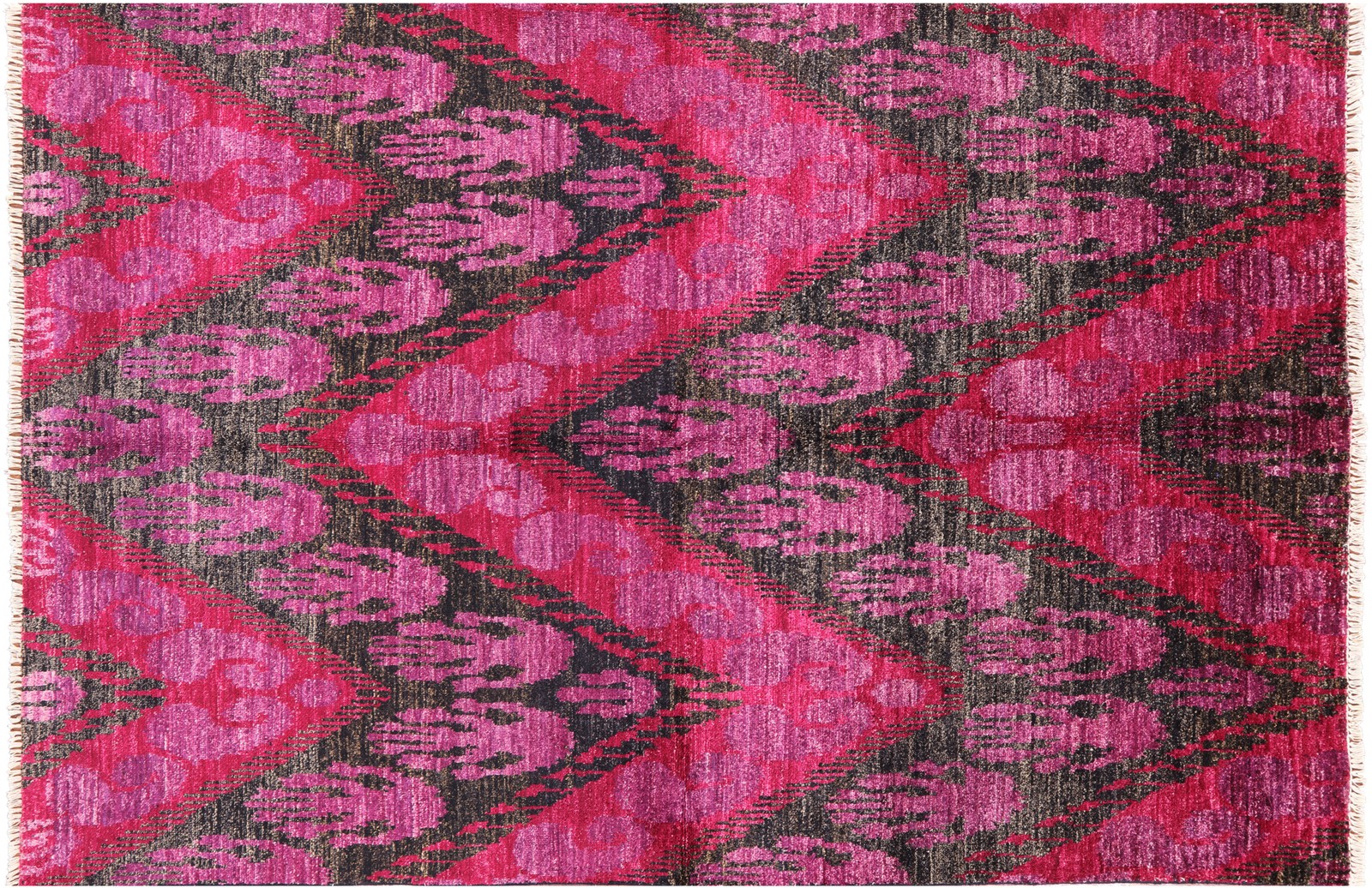 5′ 10″ X 8′ 10″ Ikat Hand Knotted Wool Area Rug – P6425