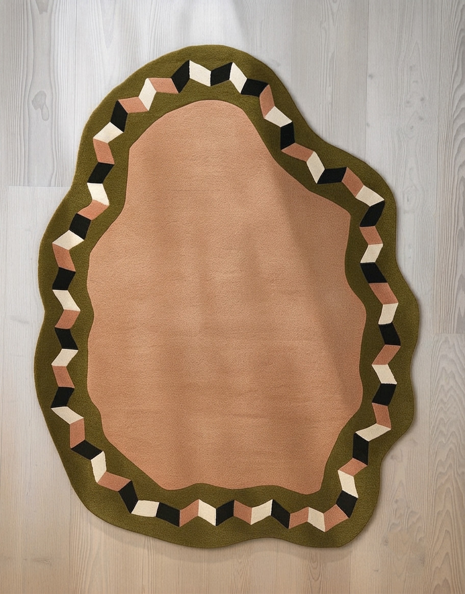 Modern Hand Tufted Rug Irregular Shape Carpet Abstract Arae Rug For Living Room
