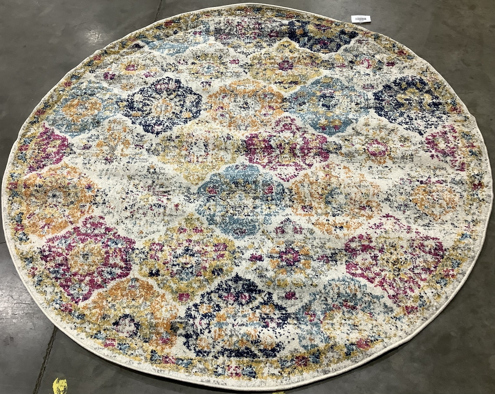 CREAM / MULTI 5′-3″ x 5′-3″ Back Stain Rug, Reduced Price 1172685618 MAD611B-5R