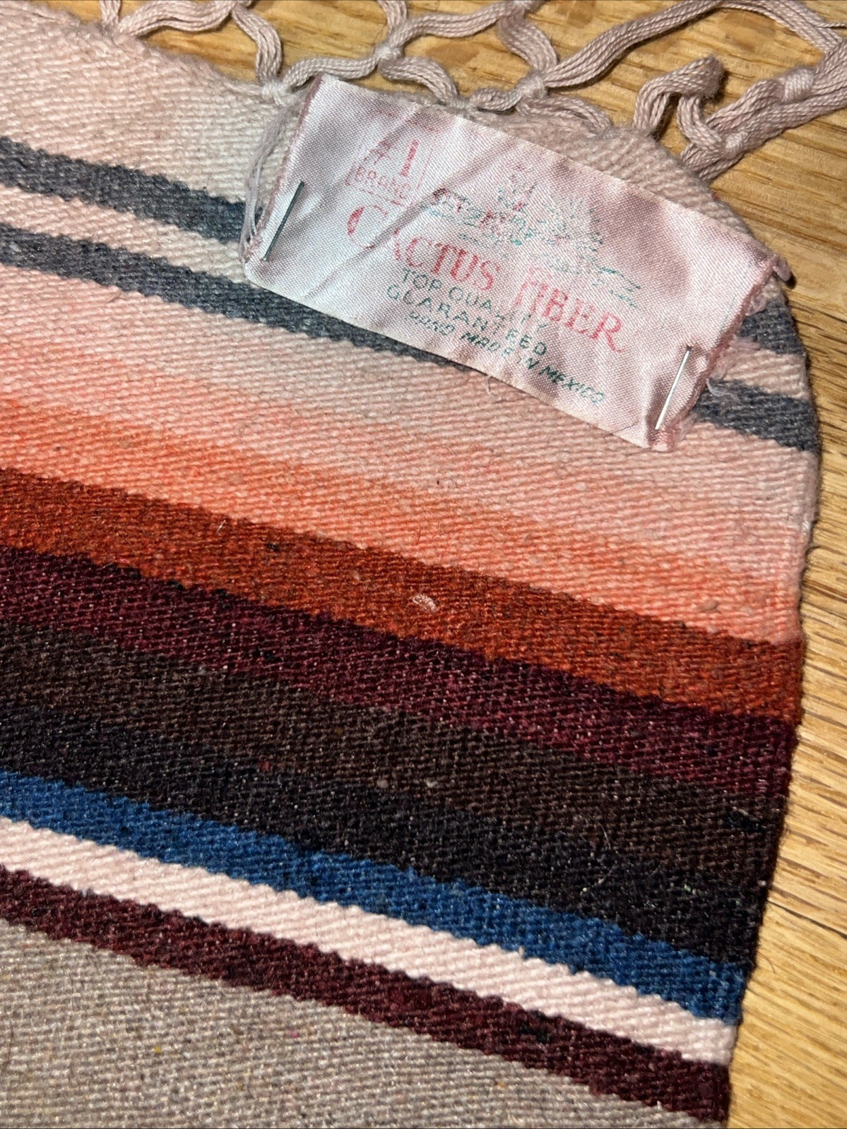 VTG Mexican Saltillo Serape Weaving Textile Blanket Rug Warm Tone 84″x 46″