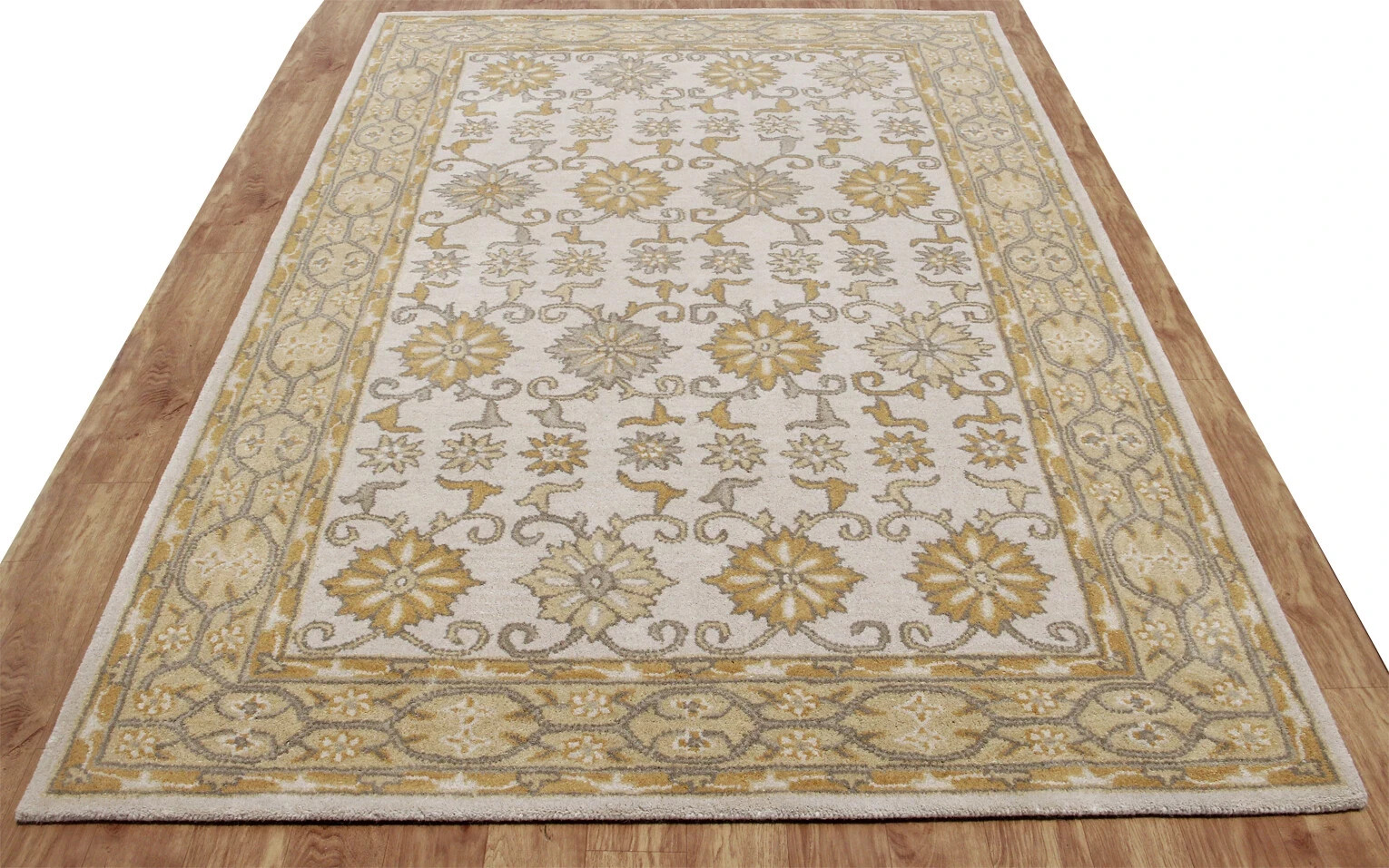 Tabitha Gold Oriental Oushak Floral Hand-Tufted 100% Wool Soft Area Rug Carpet