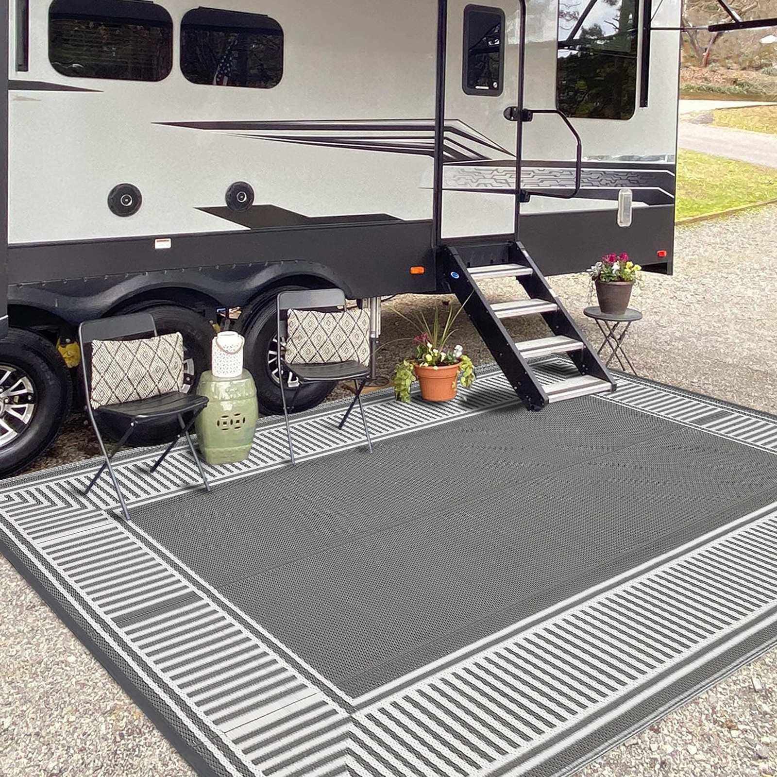 ⚡8×10/9×12/9×18/10×14/10x20FT Waterproof Foldable Patio Rugs for Camper,Beach,RV