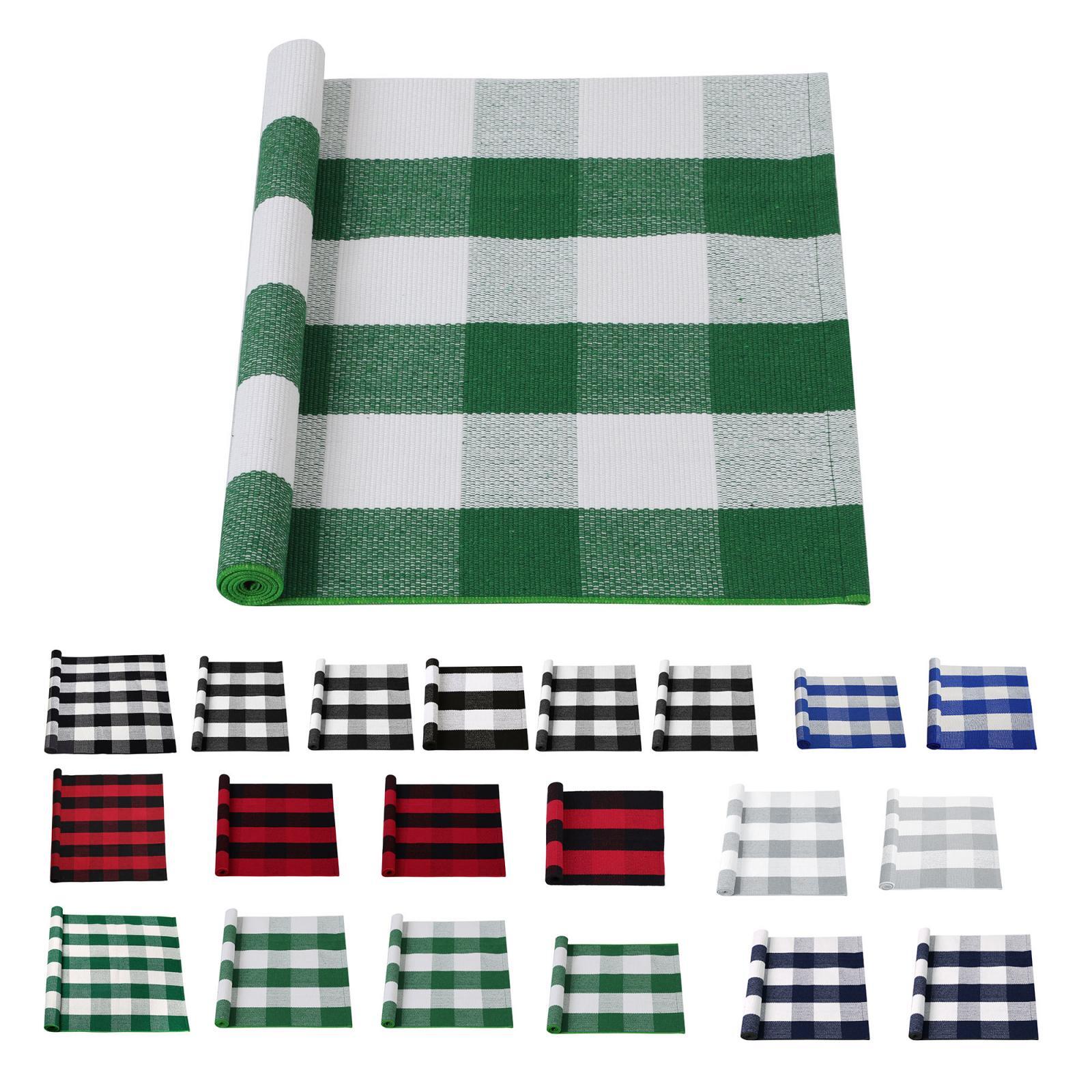 Cotton Buffalo Plaid Rugs Checkered Door Carpet Mat