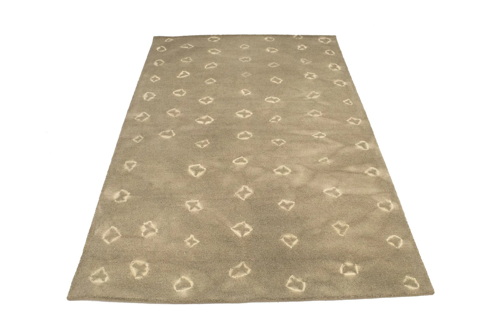 5X8 Abstract Beige/Khaki Tie-Dye Contemporary Modern Rug Hand-Tufted Carpet