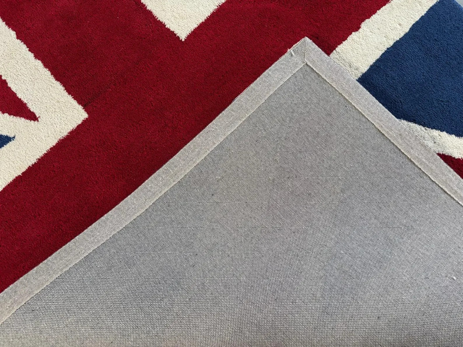 Modern Hand-Tufted Wool Rug Color Red, White, Blue Handmade Design Carpet Rug