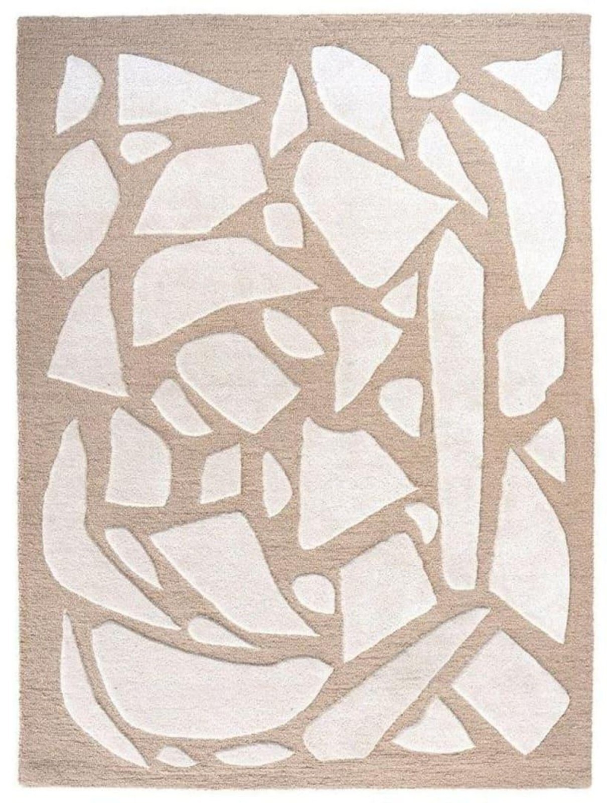 Hand Tufted Abstract Rug, Beige White Modern Area Rug, Neutral Geometric Carpet.