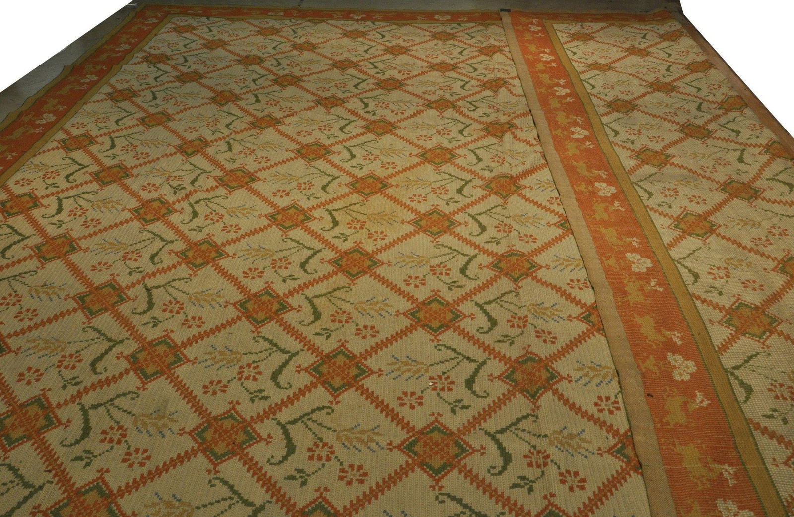 16 x 16 Needlepoint Very Rare 16 ft Square All-Over Old Handmade Rug