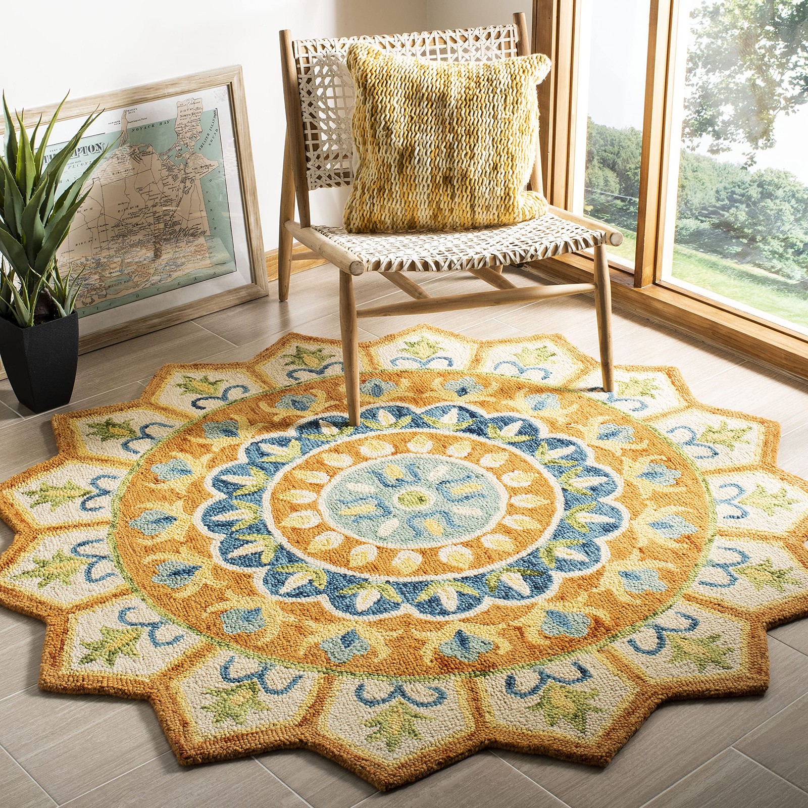 Novelty Collection 8′ Round Rust/Ivory NOV605P Handmade Floral Premium Wool E…