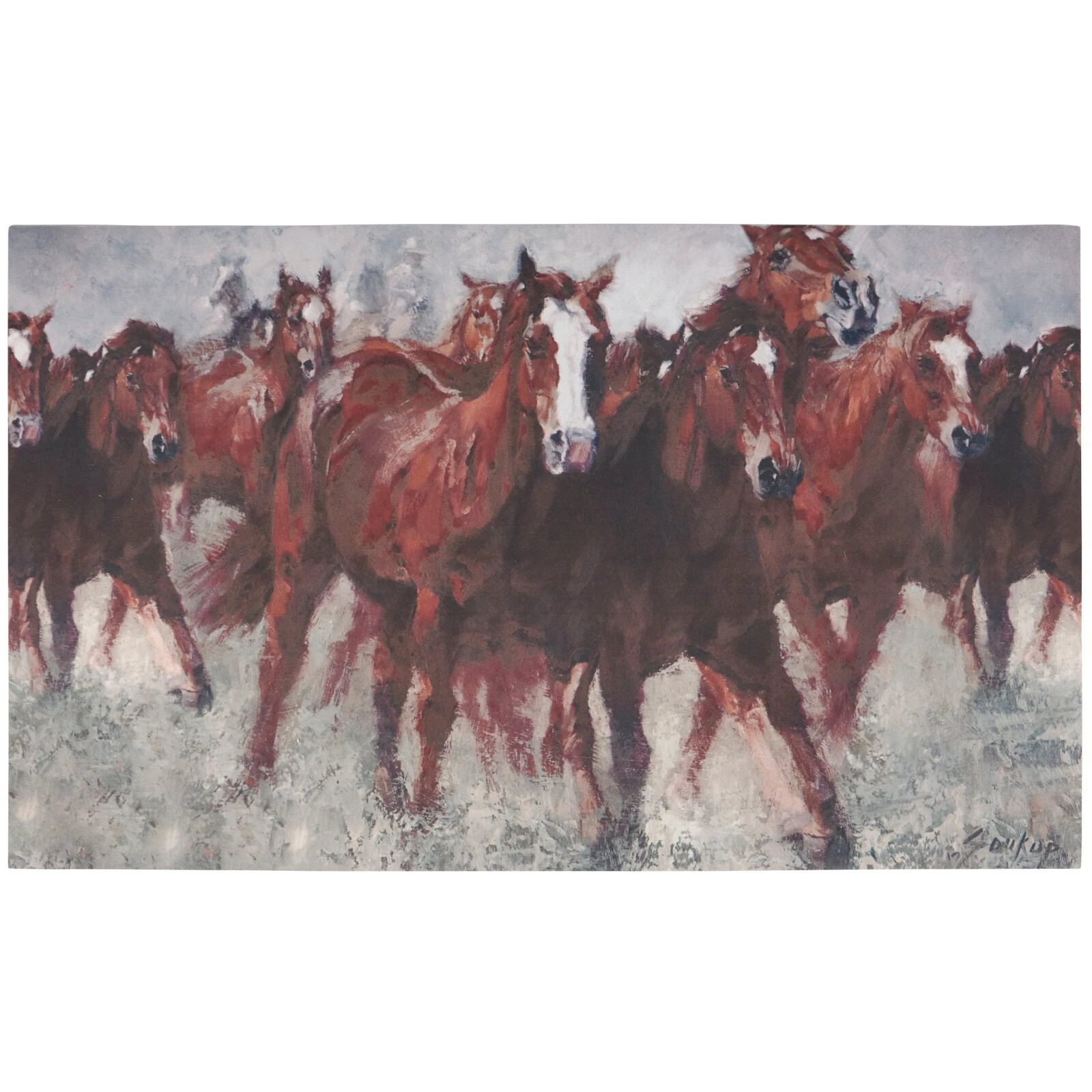 Running Horses Indoor/Outdoor Rug 34″ x 20″ Primitives By Kathy NWT