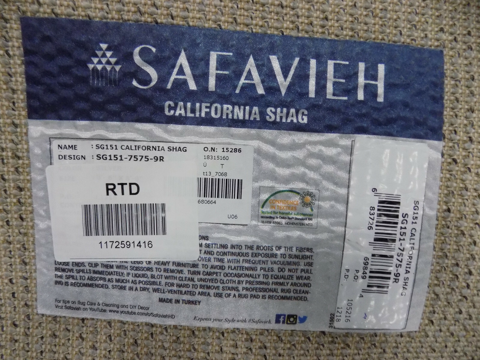 SILVER 8′-6″ X 8′-6″ Damaged Rug Reduced Price 1172591416 SG151-7575-9R