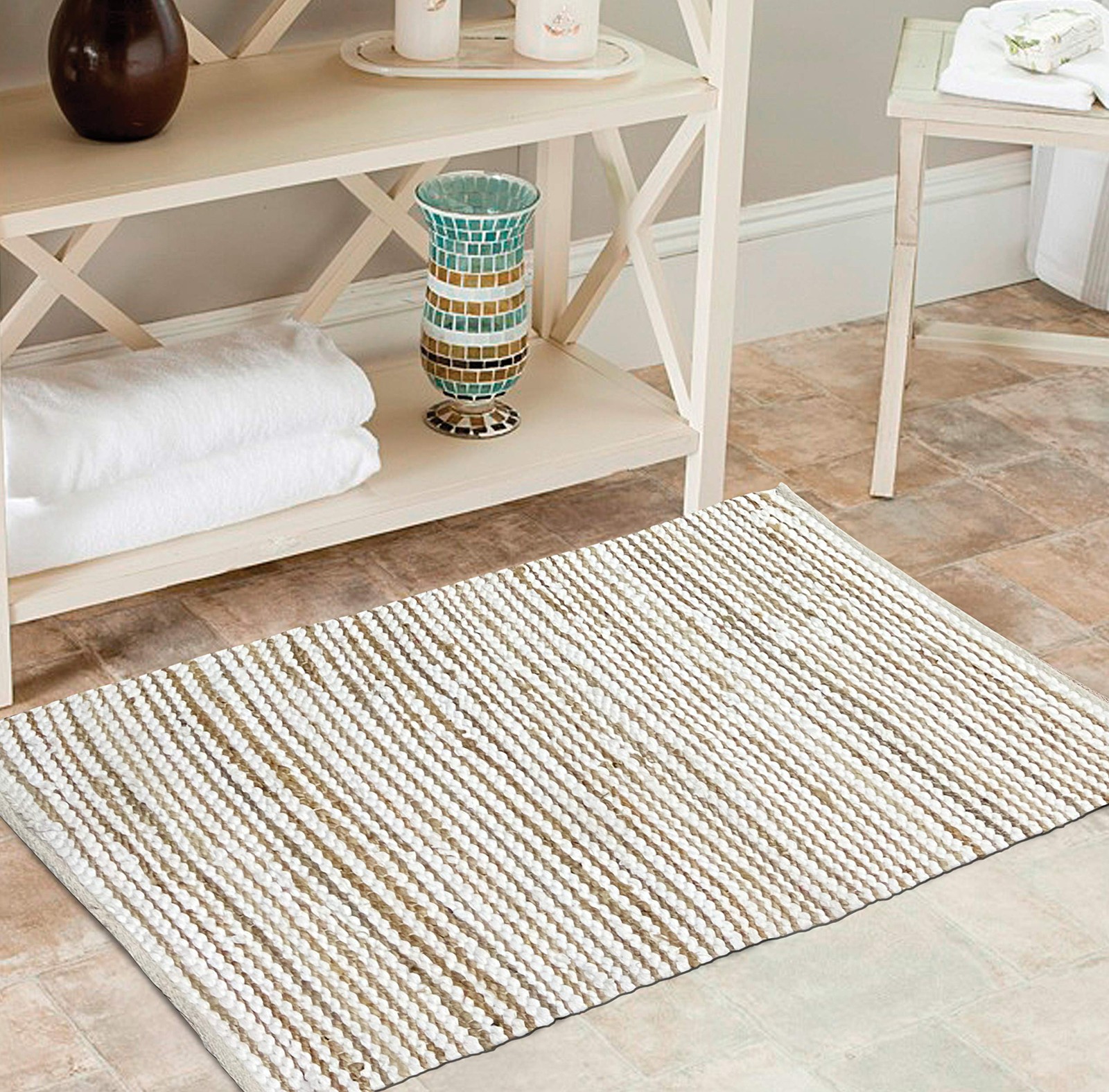 Jute Cotton Rug 24×36 Inches Natural White