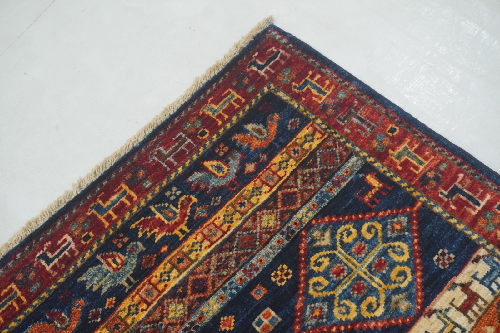 3×4 ft Navy Blue Gabbeh Afghan Hand Knotted Tribal Area Rug