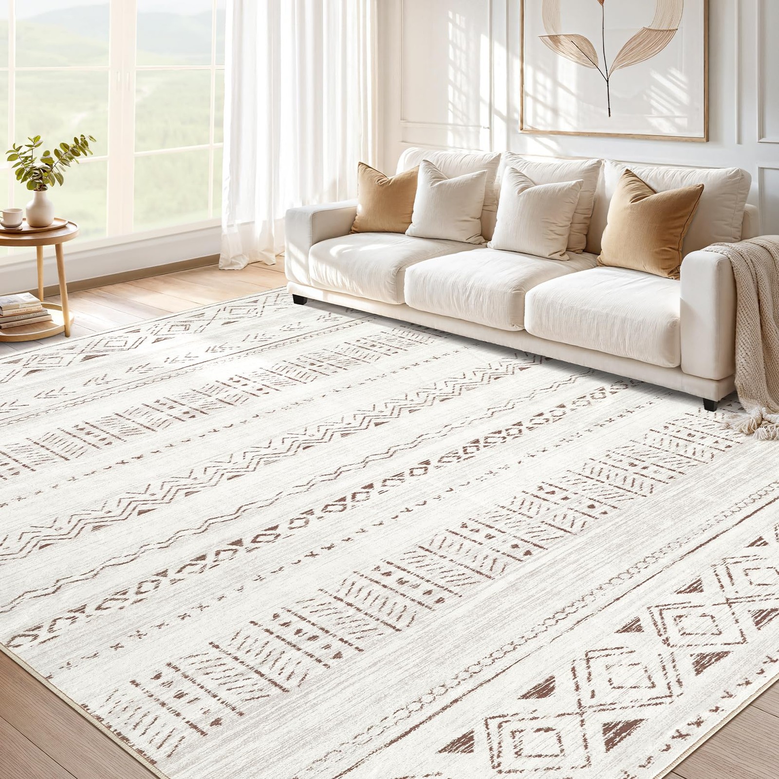 5×7 Area Rug Washable Boho Rugs Non Slip Backing Soft Indoor Stain Resistant