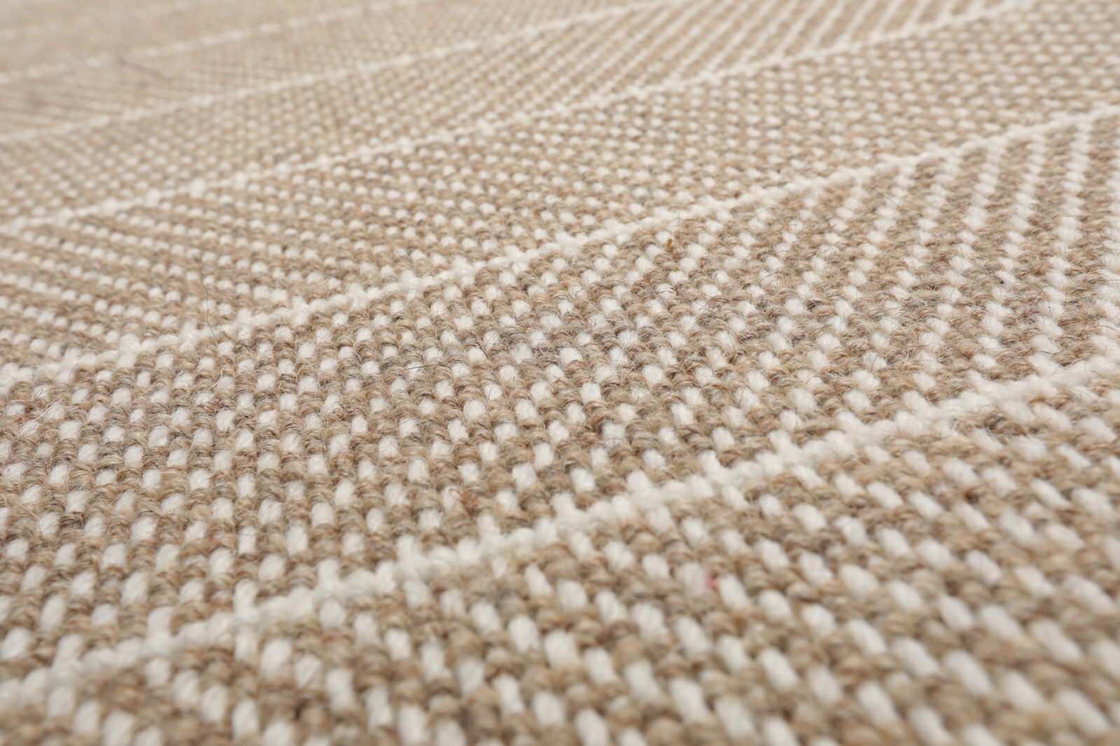 LoomBloom Multi Sizes Tan Hand Woven Flatweave Herringbone New Zealand Wool Rug
