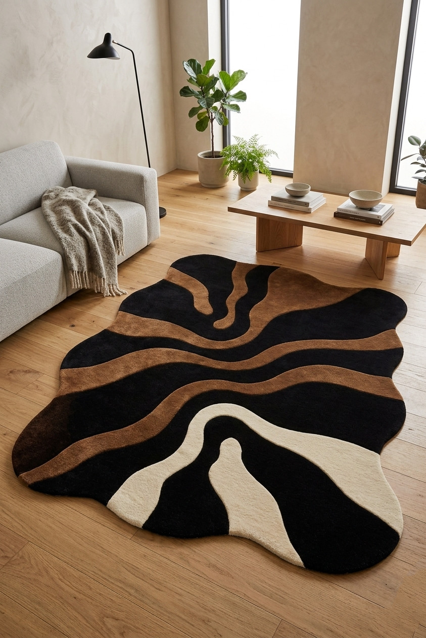 Modern Hand Tufted Irregular Rug Abstract Shaped Area Rugs Living Room Carpet