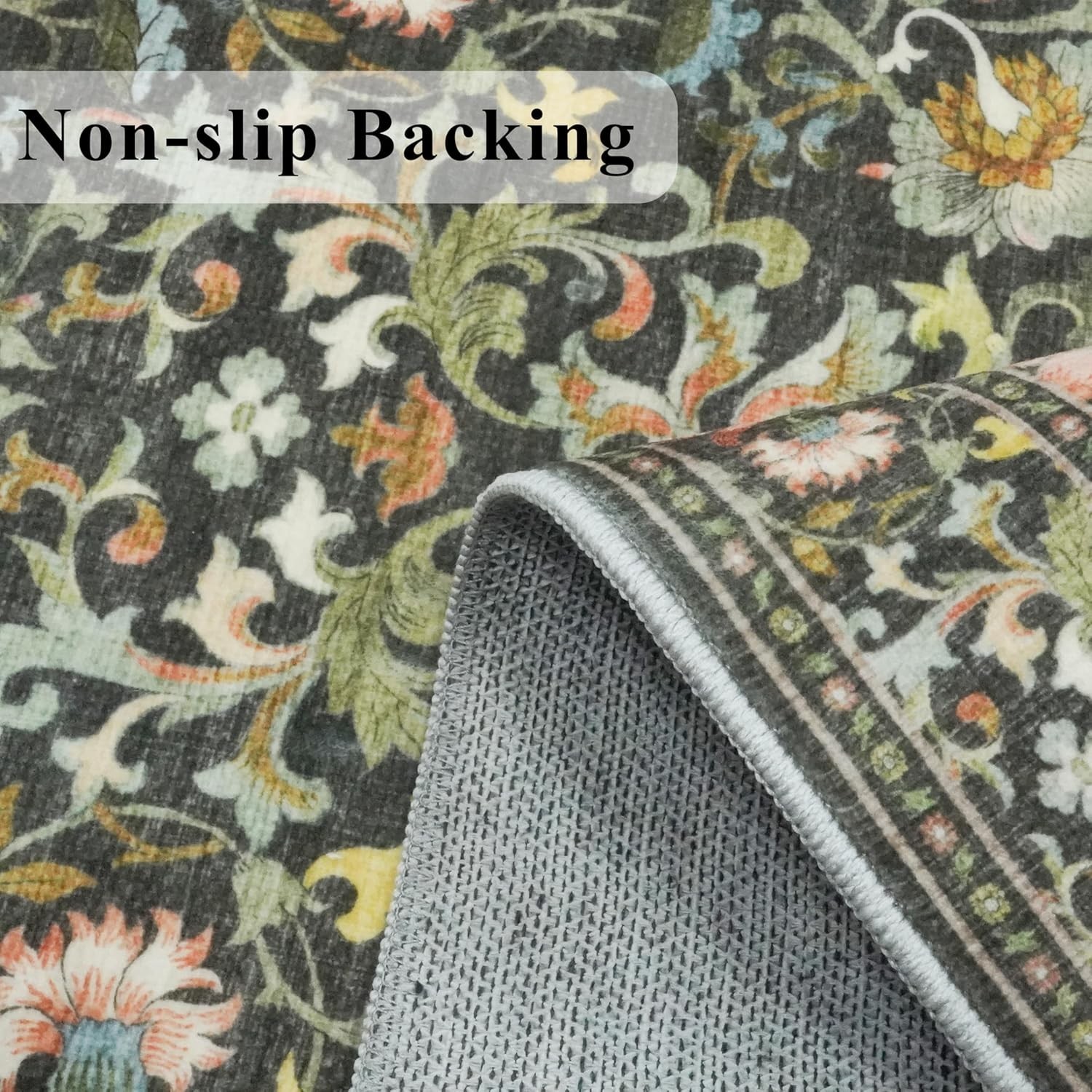 Hallway 2×5 Washable Runner Rug: Oriental Floral Stain Resistant Rug for Entr…