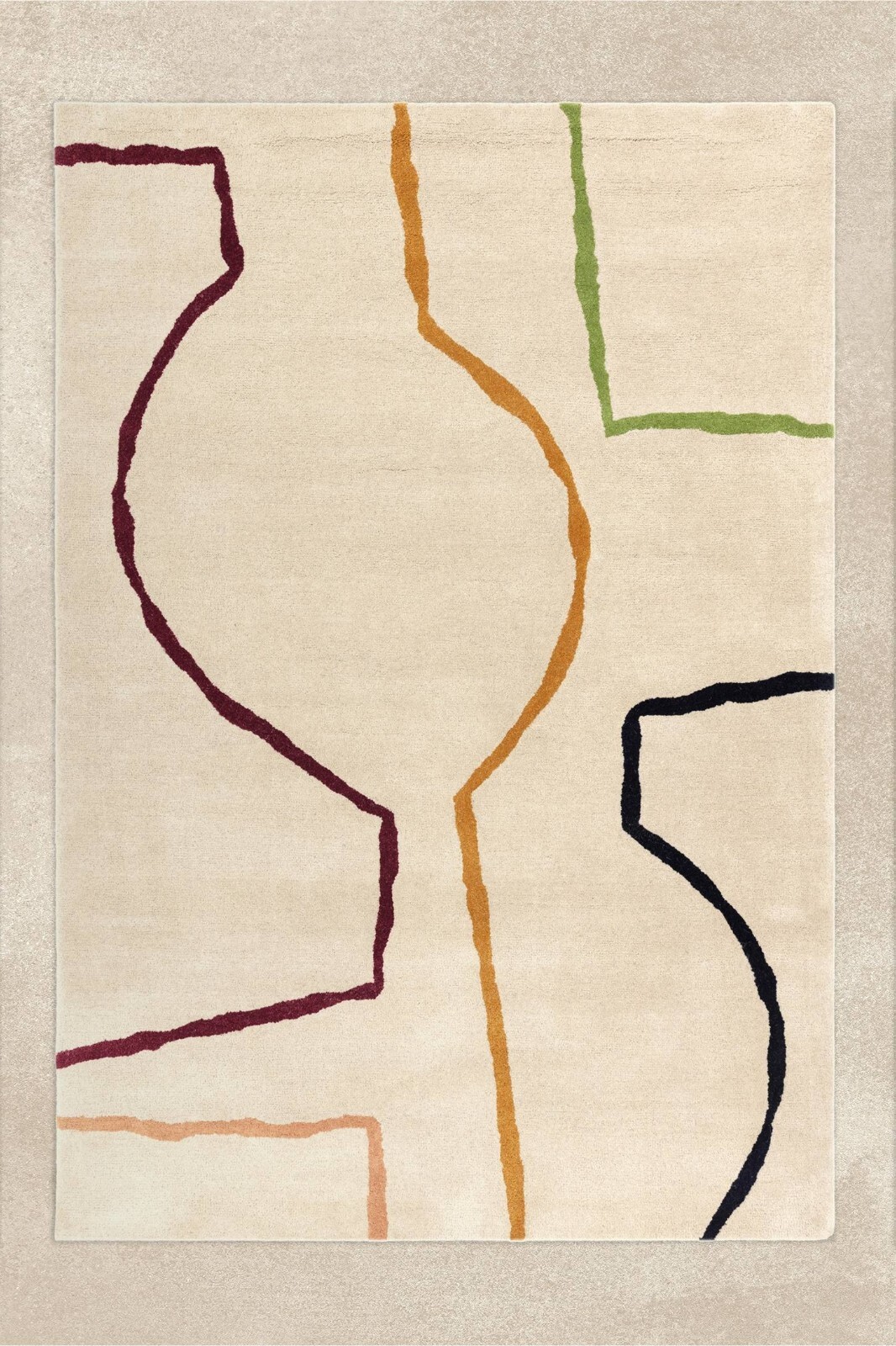 Abstract Linear Design Wool Rug | Hand-Tufted Artistic Modern Home Decor Carpet
