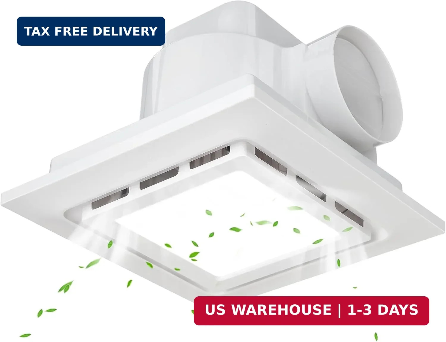 10″ Ultra Quiet Bathroom Exhaust Fan with Light 6500K LED 1.0 Sone 145 CFM, 8.3x