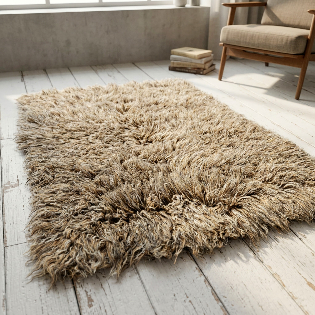 💥SALE👉DESIGNER 4×6 COCO-TAN-WHITE BLEND FLOKATI SHAG RUG💥THICK 4” SHAG PILE