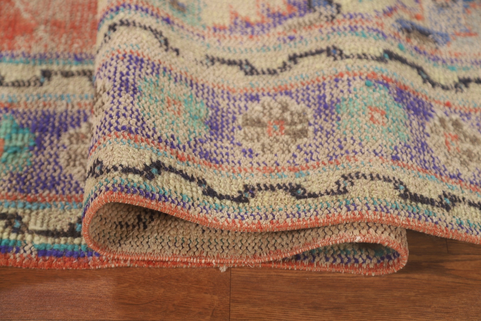 Vintage Orange/ Blue Sparta Turkish Handmade Living Room Rug 6’x9′ Wool Carpet