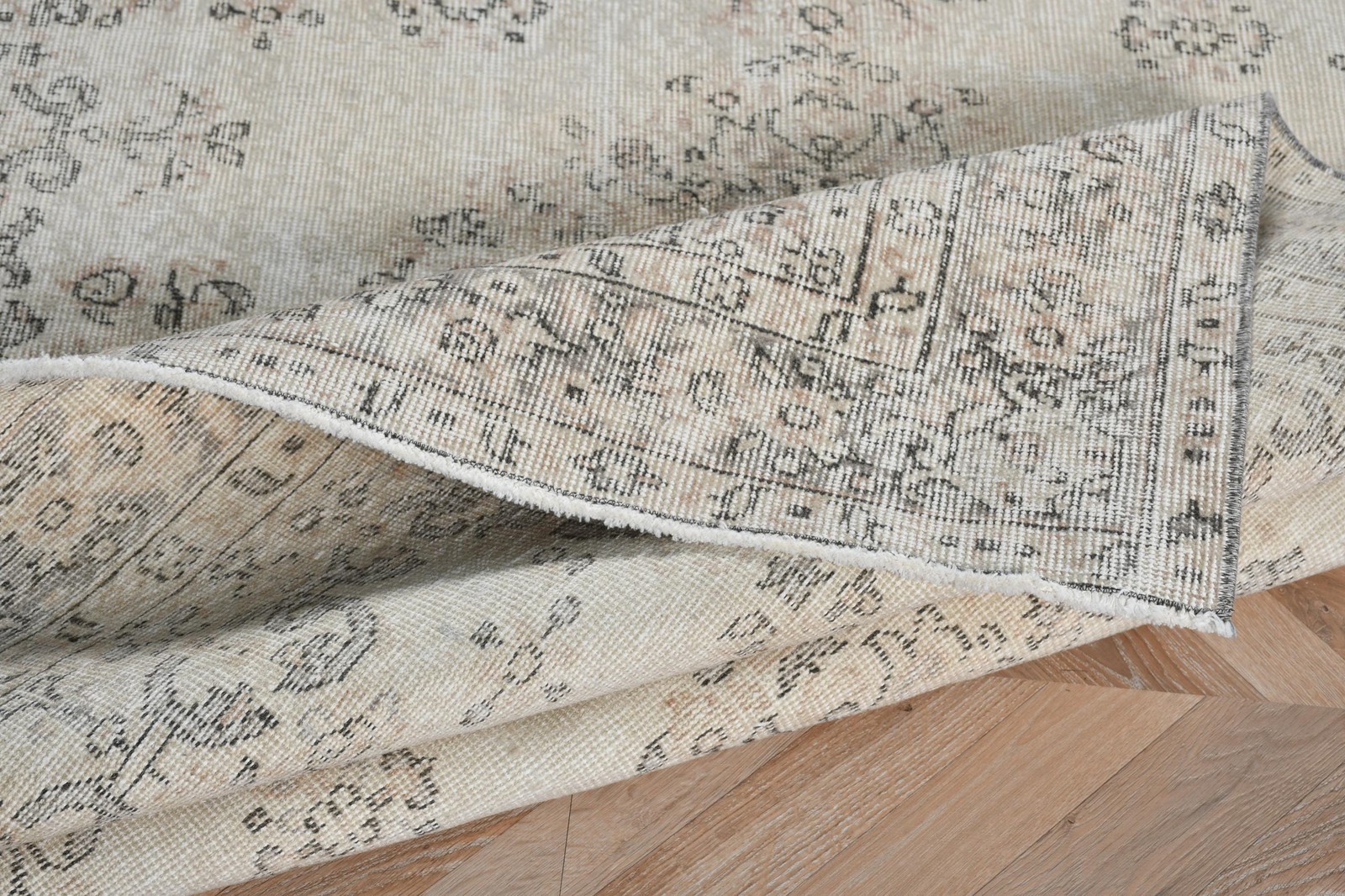 Turkish 5,3×8,4 ft Rug, Vintage Rug, Gray Floral Rug Wool