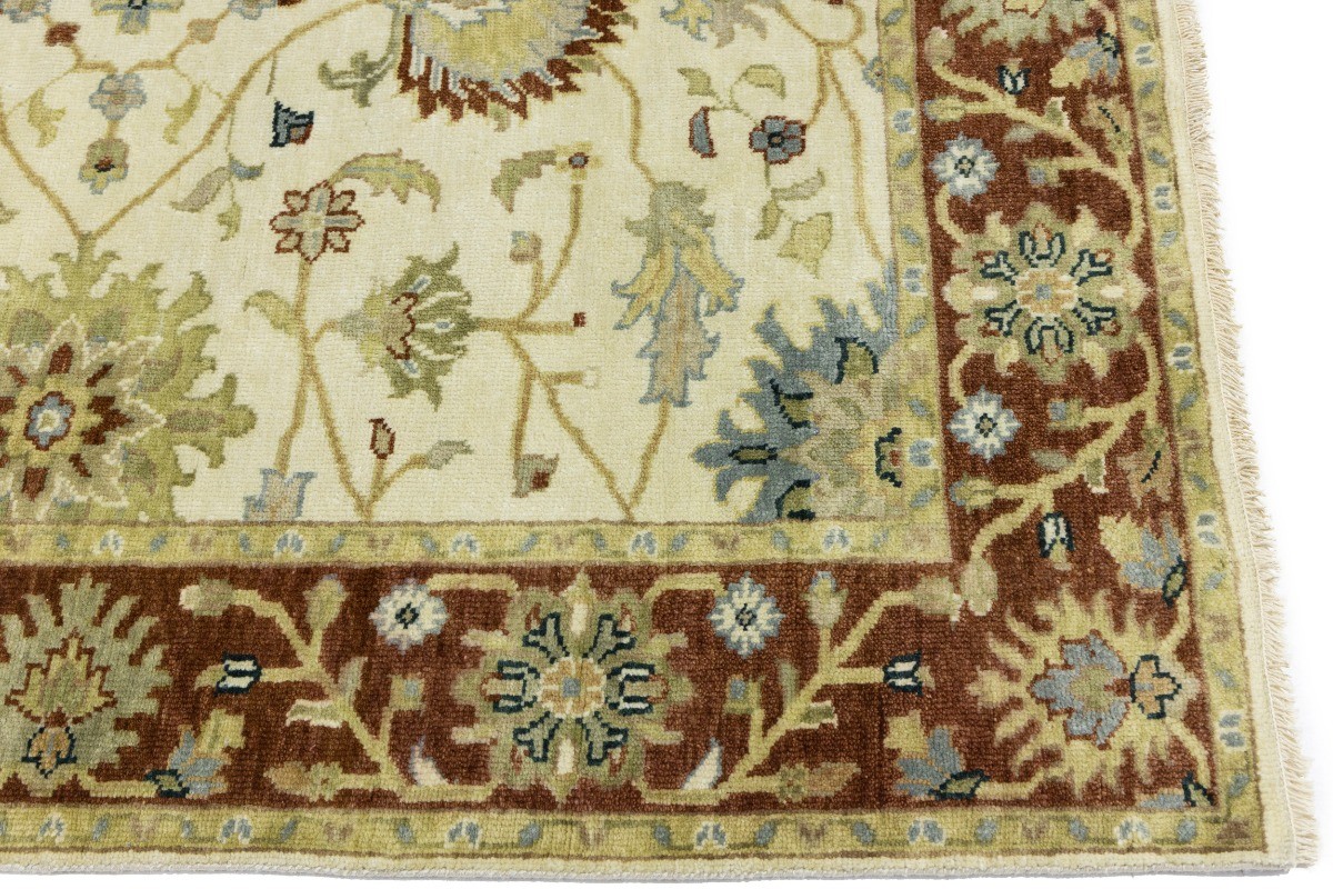 Handmade Modern Rug Classic Floral Rusty Red Plush Carpet Home Decor 5X8