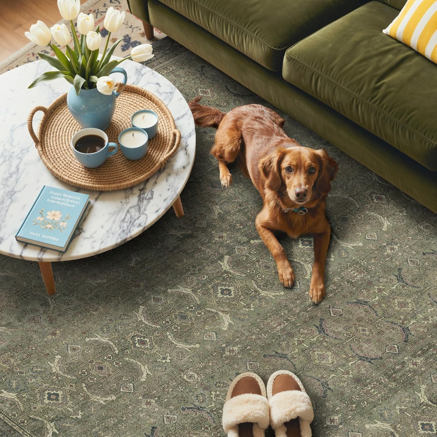 Soft Lightweight 2′ x 3′ Vintage Rug – Washable and Durable for All Spaces
