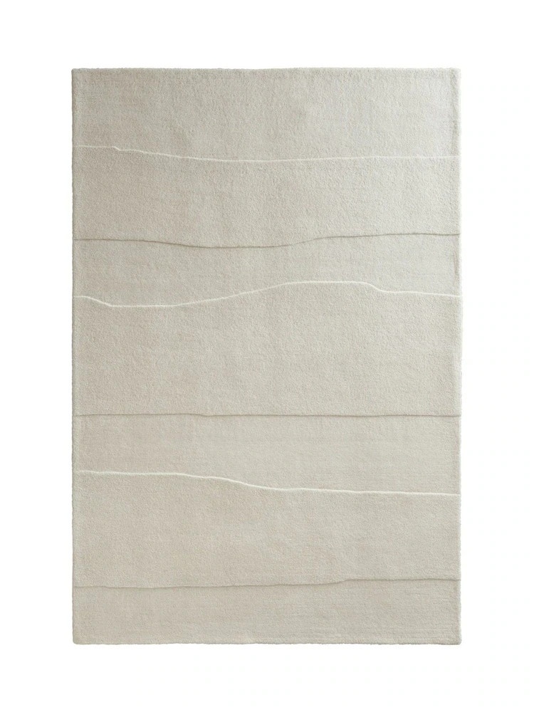 Modern Minimal Handmade Wool Area Rug 8×10 Living Room Neutral Textured Pattern