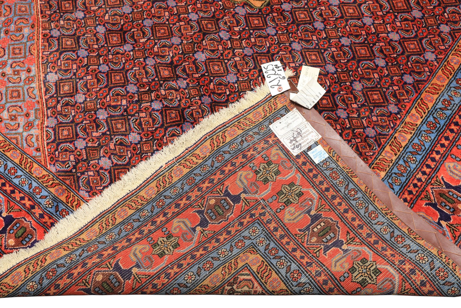 6’5”x9’6” Hand Knotted Wool Navy Orange Meshkinn Vintage Vegetable dyes Rug