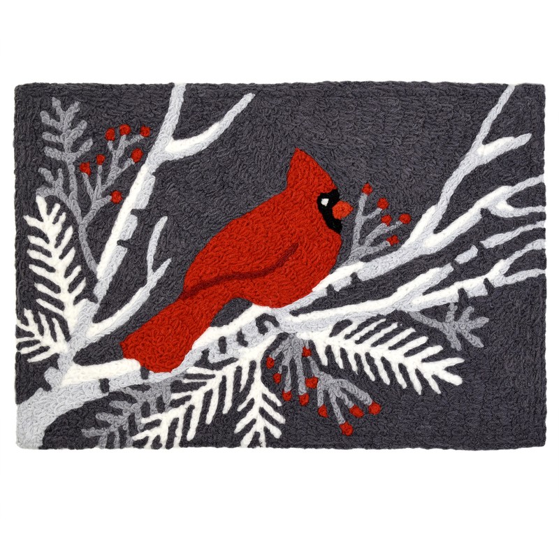 Jellybean 20×30 Multi-Color Cardinal Bird Gray Polyester Accent Rug