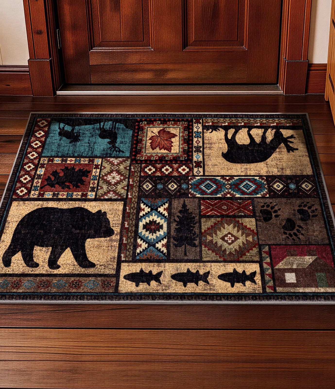 Washable Entryway Rug 2×3 Rustic Cabin Non-Slip Indoor Door Mat Ultra-Thin