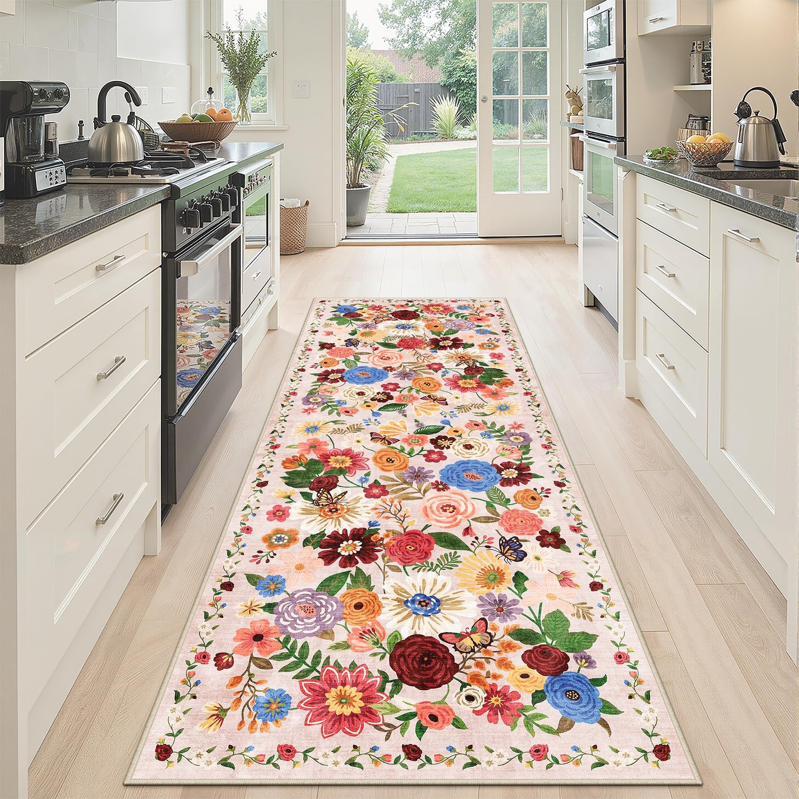Runner Rug 2×6 Blush Beige, Kitchen Rug Non Slip Washable Rugs with Rubber Ba…