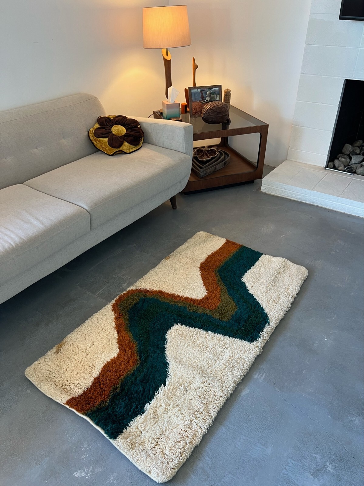 60’s HOJER EKSPORT WILTON Lightening UNUSED Rya Rug Danish Modern Mid Century
