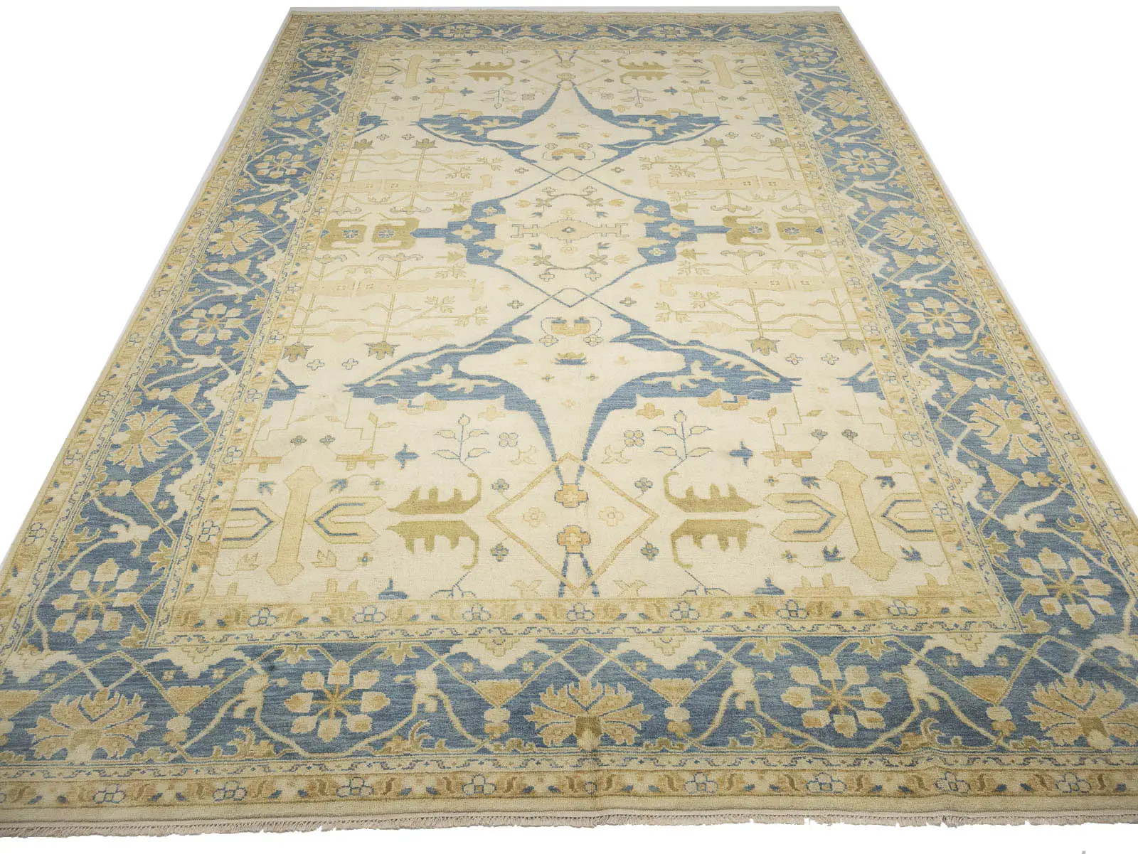 13×20 ft Handmade Oushak Floral Wool Rug Rare Size Oriental Carpet Living Room