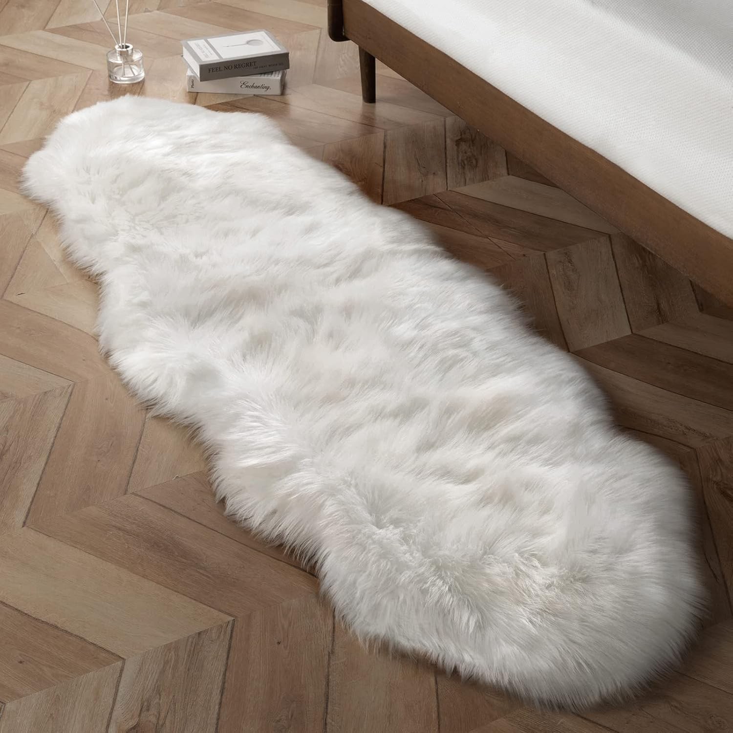 Ashler Faux Fur Rug, White Area Rugs, Fluffy Sheepskin Fur Rug, Fuzzy Ultra S…