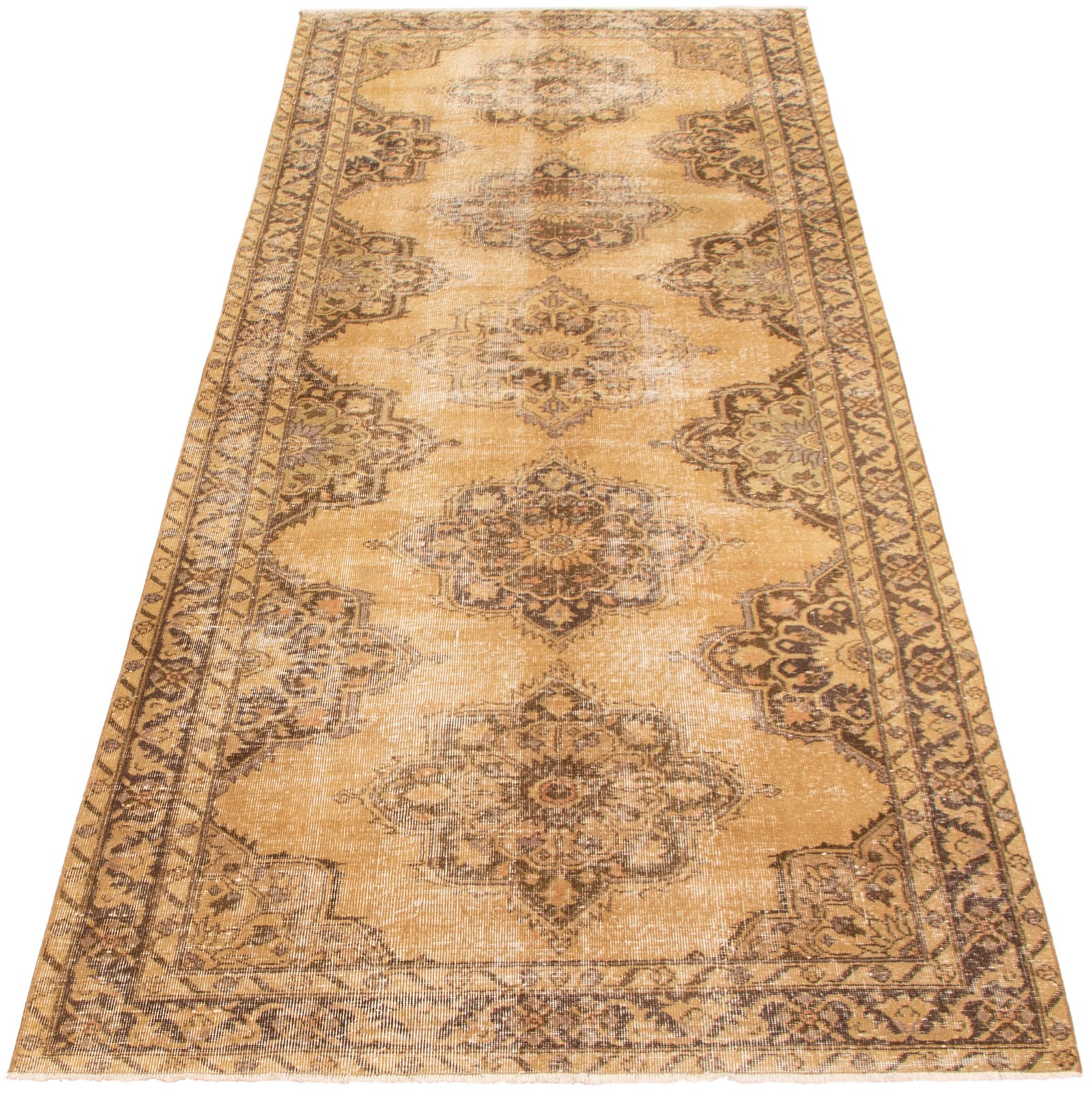 Vintage Hand-Knotted Area Rug 4’8″ x 12’6″ Traditional Oriental Wool Carpet