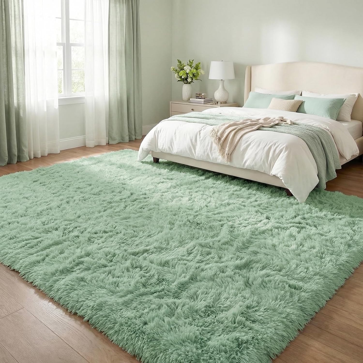 3×5 Feet Soft Plush Green Area Rug – Hypoallergenic & Machine Washable Decor