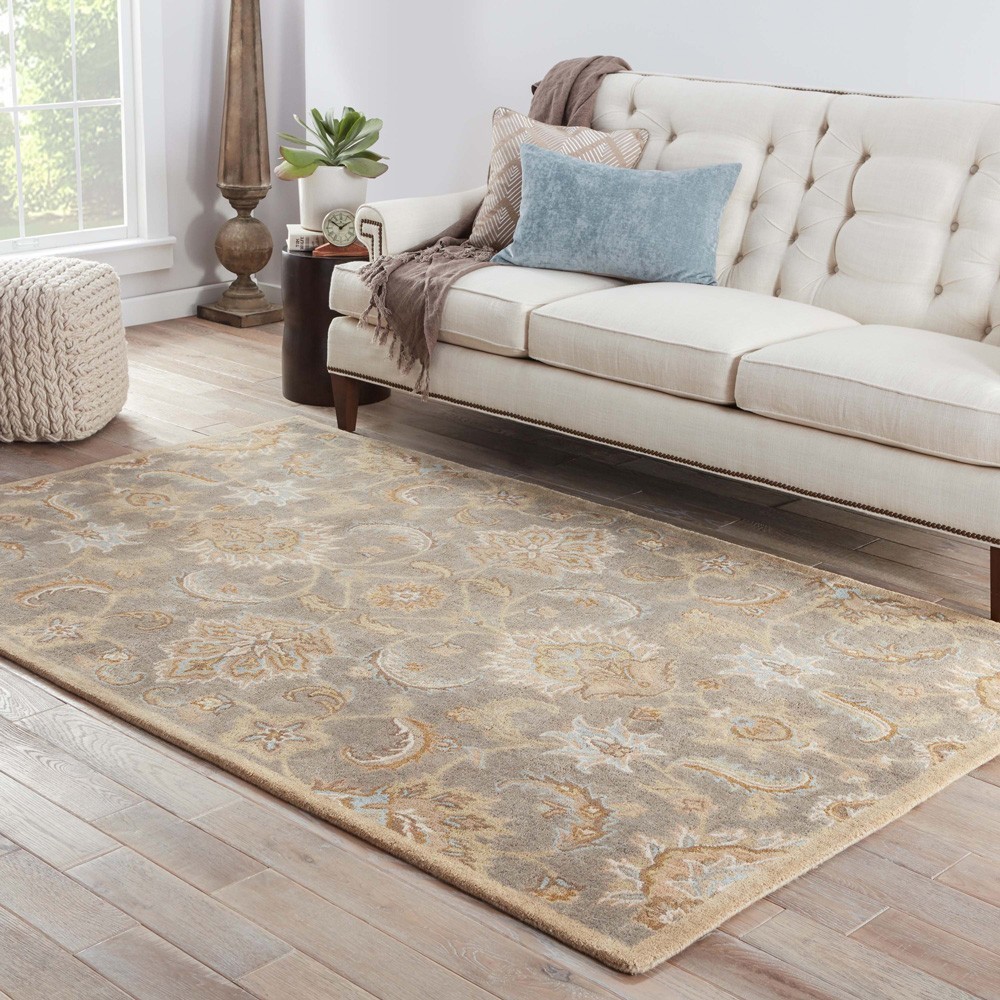 5×8|6×9|8×10|9×12|10×14|12×15|12x18silver gray/soft gold hand tufted Rug