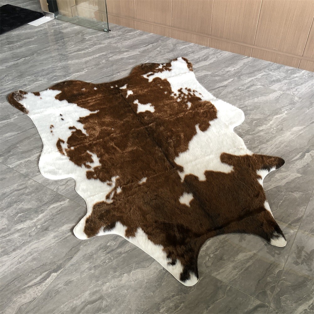 Cow Print Rug Faux Cow Hide Animal Print Carpet Door Mat Rug Cowhide 110*84 CM