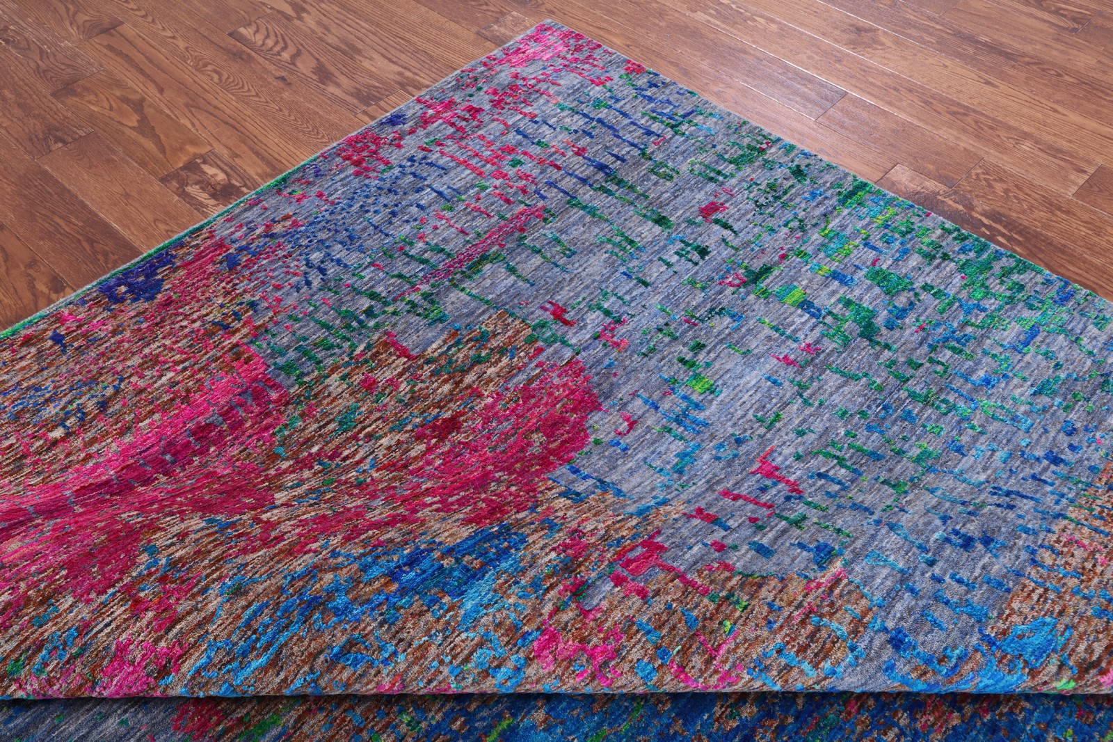 8′ 10″ X 11′ 11″ Hand Knotted Abstract Wool & Silk Rug – Q13485