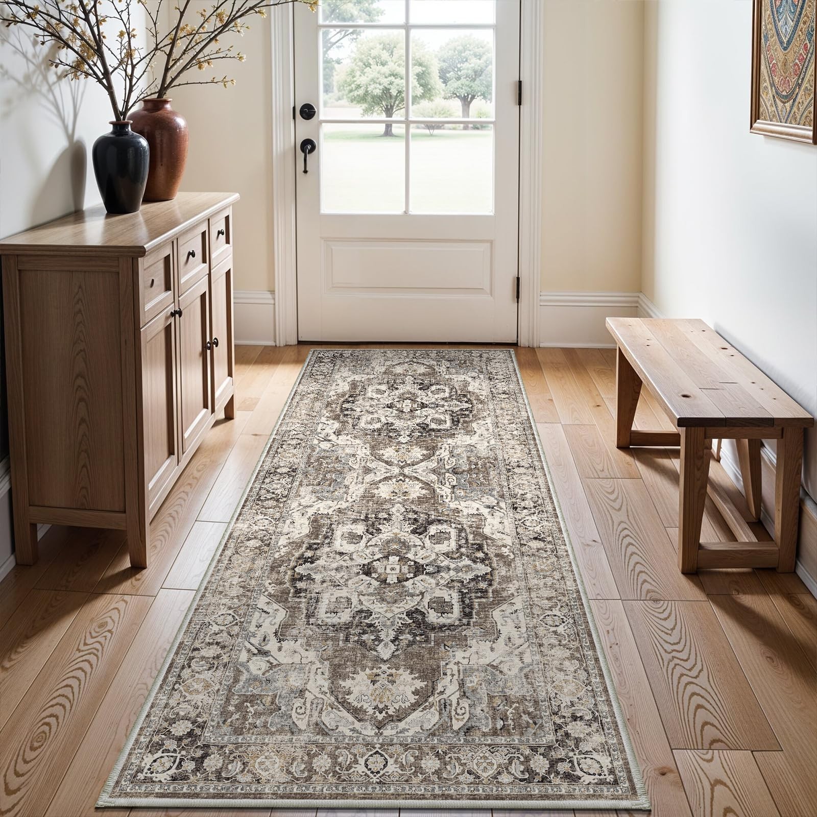 YOUFORTONG 2×5 Washable Entryway Rug Vintage Non Slip Indoor Soft Kitchen Door M