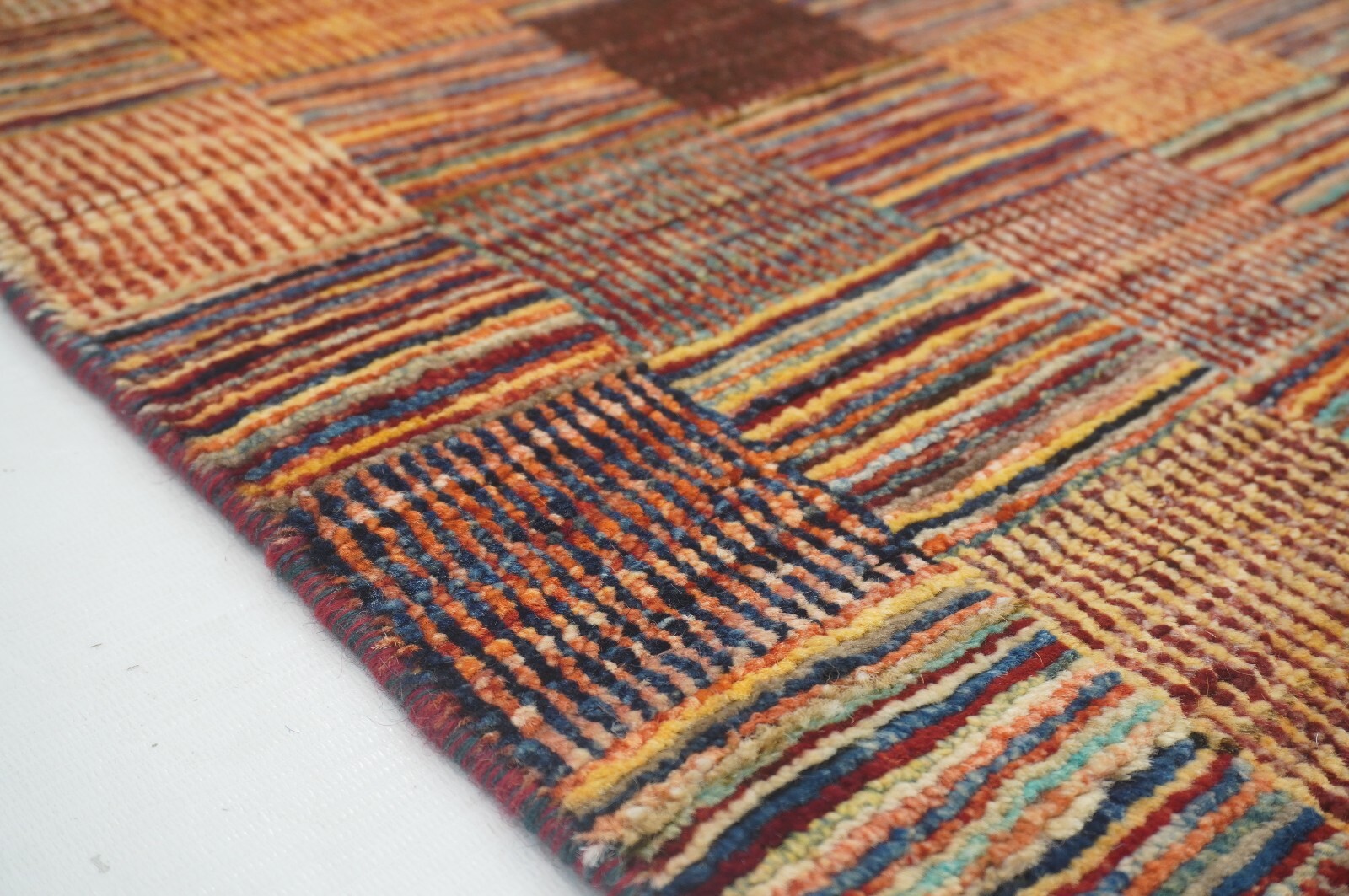 3 x 5 ft Multicolor Weave Pattern Gabbeh Afghan Hand Knotted Rug