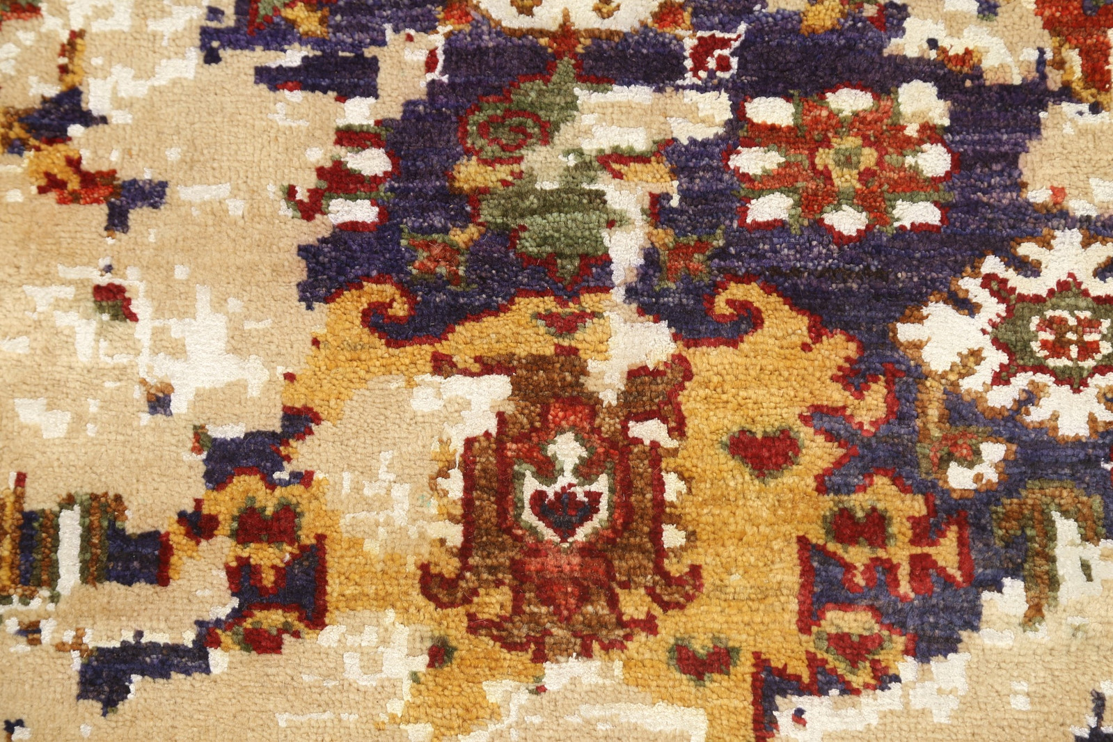 Handmade Vegetable Dye Distressed Rug 8×10 Ft Abstract Wool & Silk Carpet