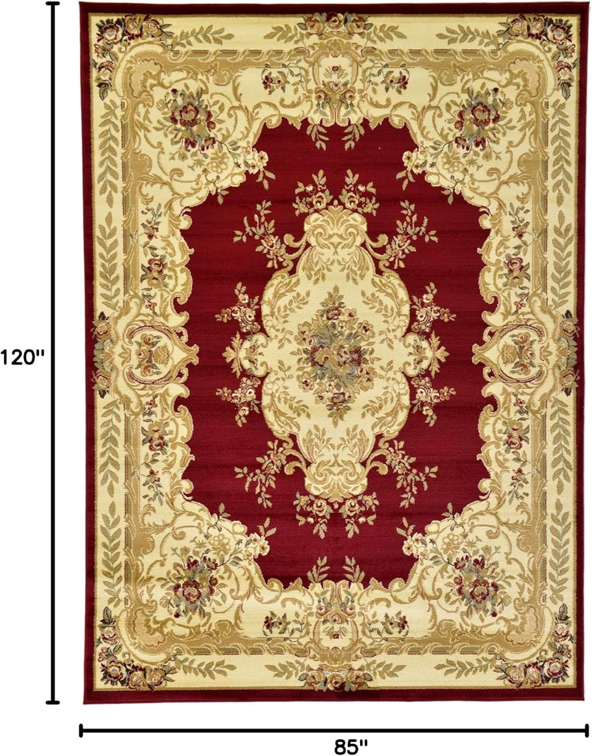 Versailles Collection Charles Area Rug 7’1″ x 10′ Red/Cream Rectangle