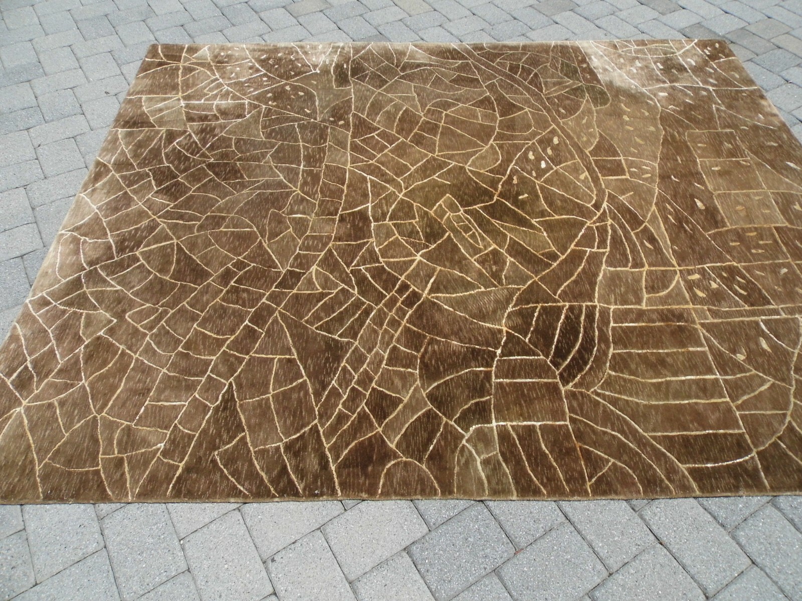 AREA RUG CARPET DECOR MODERN CONTEMPORARY OLIVE TAN 9 *9 7* 10 HOUSE OFFICE
