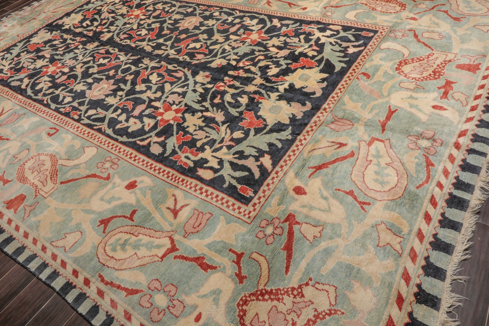 Authentic Turkish Oushak Hand Knotted Wool Oriental Area Rug Black 10’4″x14’9″