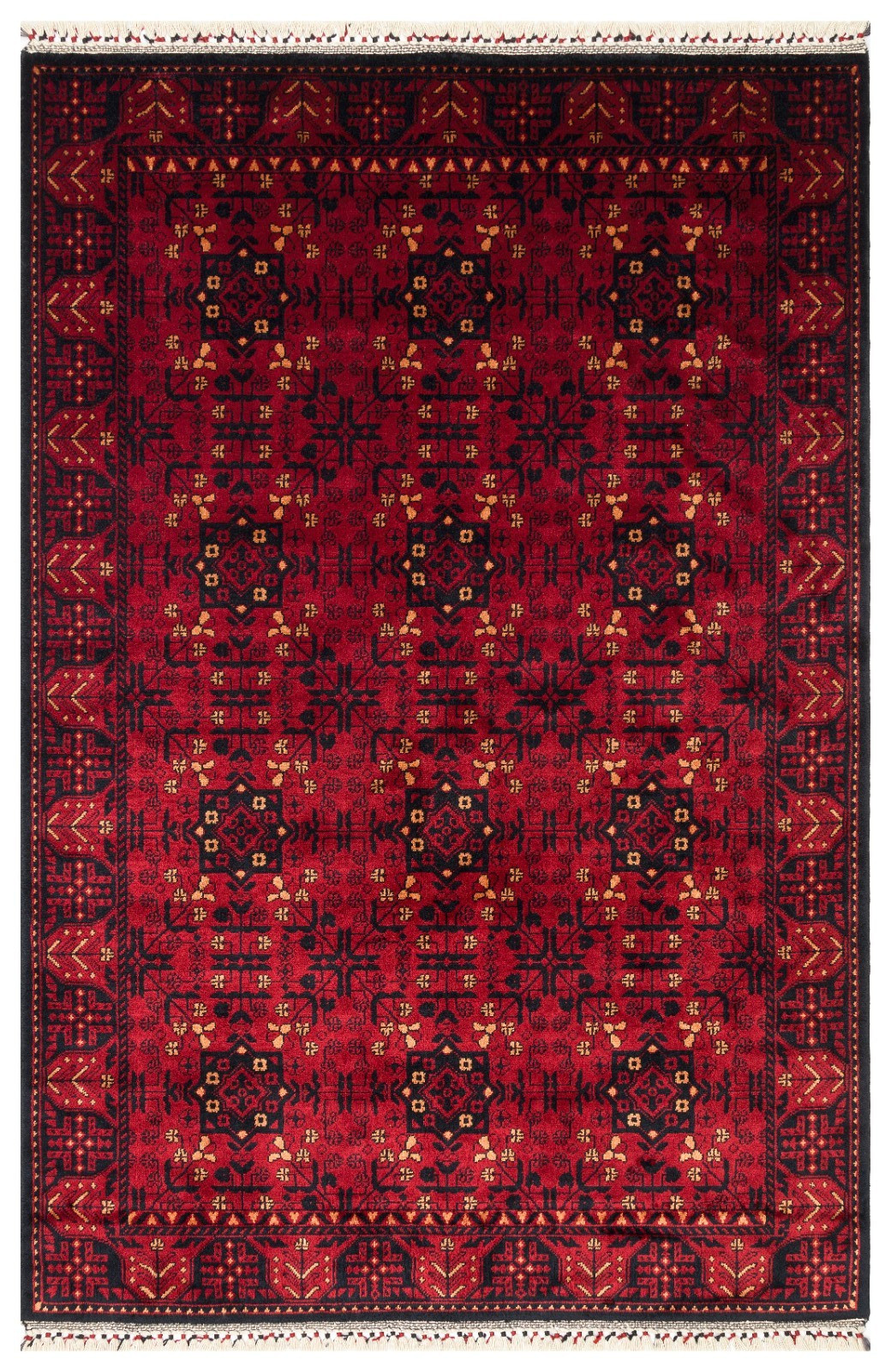 Hand Woven Turkish Kilim Rug Vintage Red Black Burgundy Geometric 5×8 7×10 8×11