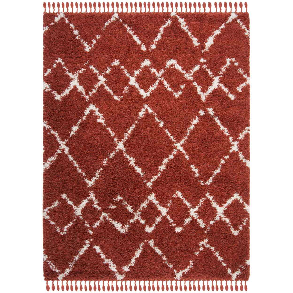 SAFAVIEH Pro Lux Shag Collection PLX434P Rust / Creme Rug