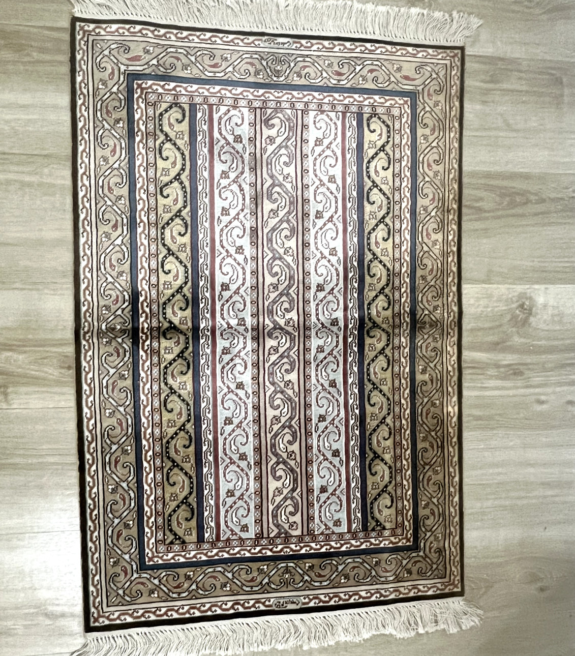 Authentic Hereke Style 3×2 ft Mini Kilim Design Turkish Rug 100% Bamboo Silk
